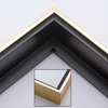 This solid wood canvas floater picture frame features a shiny brushed gold on the outside edge and narrow face. The long inside step and base are a matte black.
Display your favourite gallery wrapped canvas Giclée print or oil painting with authentic, fine art style. This canvas floating frame is ideal for large images on 1.5 " deep (thick) canvases.
*Note: These canvas floaters are for stretched canvas prints and paintings, and raised wood panels.