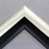 This high shine, silver foil floater frame features a thick curved profile. A brushed finish reveals subtle lines and faint black spattering gives an antique look - simple, yet glamorous. A 1 " rabbet gives this frame a shadow-box quality.
Ieal for medium-sized and large images. Select an oil or watercolour painting, print, or abstract photograph.