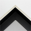 This extra tall, L-shaped floating contemporary canvas floater frame in warm silver features a thin flat face.
*Note: These solid wood, custom canvas floaters are for stretched canvas prints and paintings, and raised wood panels.