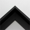 This extra tall, L-shaped floating contemporary canvas floater frame in black features a thin flat face.
*Note: These solid wood, custom canvas floaters are for stretched canvas prints and paintings, and raised wood panels.