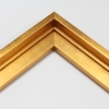 This stair step wood floater frame has a high shine, brushed gold finish with a steep upper and small lower step. The canvas will hover neatly within the simple, modern border.
Give an authentic, fine art display to your favourite Giclée print or oil painting. This size is ideal for thin (3/4 " deep) gallery wrap canvases. The canvas may protrude slightly above the frame face.
*Note: These solid wood, custom canvas floaters are for stretched canvas prints and paintings, and raised wood panels.