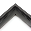 This stair step wood floater frame has a matte black finish with a steep upper and small lower step. The canvas will hover neatly within the simple, modern border.
Give an authentic, fine art display to your favourite Giclée print or oil painting. This size is ideal for thin (3/4 " deep) gallery wrap canvases. The canvas may protrude slightly above the frame face.
*Note: These solid wood, custom canvas floaters are for stretched canvas prints and paintings, and raised wood panels.