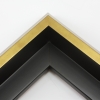 This unique floater frame for stretched canvas features a narrow, 0.5 " face that falls into a steep reverse slant toward the outer edge of the frame. The modern style is finished in a frosted gold on the face and outer edge.
Ideal for mounting medium to extra large, thick (1.5 " deep) gallery wrapped canvas portraits, paintings or Giclée prints. The canvas will extend slightly farther than the face of the frame.
*Note: These solid wood, custom canvas floaters are for stretched canvas prints and paintings, and raised wood panels.